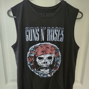 Guns N Roses Tank Rock Tee XL skull roses t shirt licensed EUC